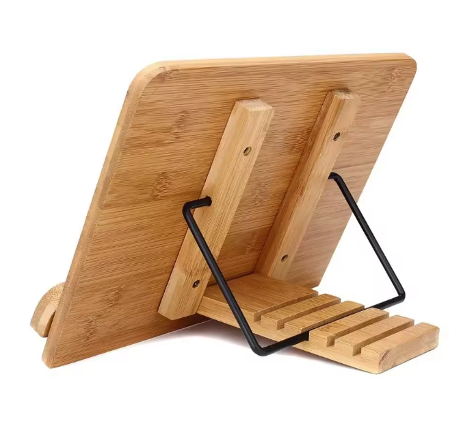 Verstelbare Bamboe Boekenstandaard – Opvouwbare Leesbureau Houder voor Boeken, Kookboeken en Studieboeken