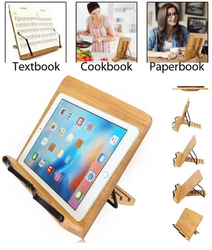 Verstelbare Bamboe Boekenstandaard – Opvouwbare Leesbureau Houder voor Boeken, Kookboeken en Studieboeken