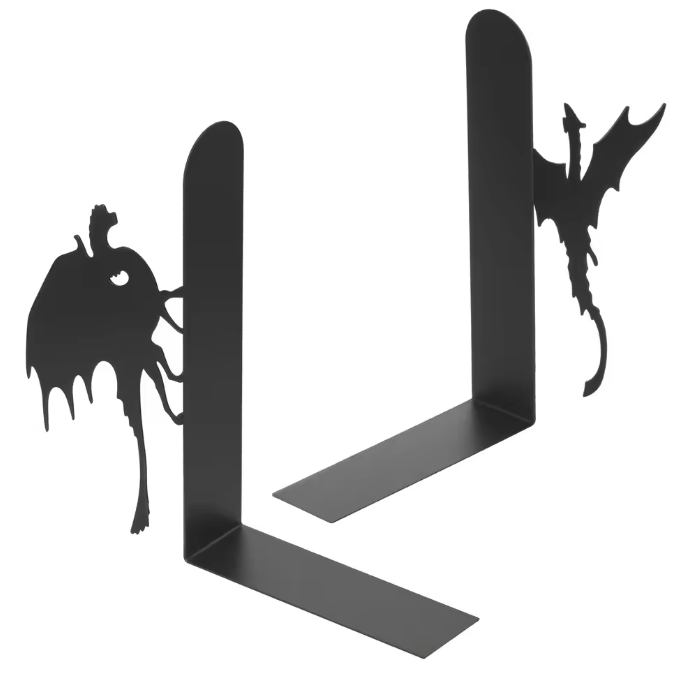 2-delige Metalen Boekensteunen – Draak/Kat Design Boekhouder voor Boekenkast en Bureau