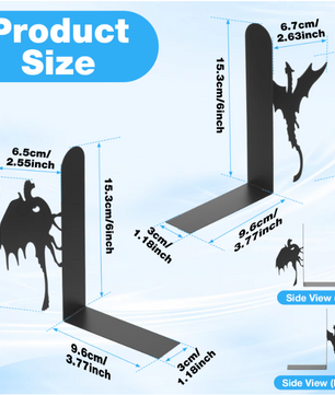 2-delige Metalen Boekensteunen – Draak/Kat Design Boekhouder voor Boekenkast en Bureau