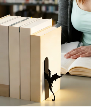 2-delige Metalen Boekensteunen – Draak/Kat Design Boekhouder voor Boekenkast en Bureau