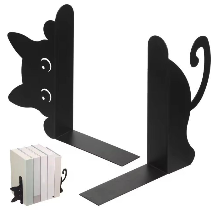 2-delige Metalen Boekensteunen – Draak/Kat Design Boekhouder voor Plank, Bureau en Thuiskantoor