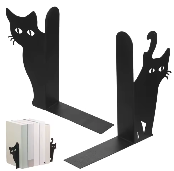 2-delige Metalen Boekensteunen – Draak/Kat Design Boekhouder voor Boekenkast en Bureau