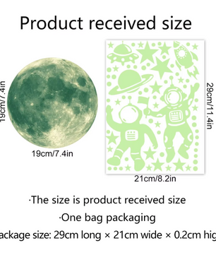 Glow in the Dark Maan en Sterren Muurstickers – Lichtgevende Wanddecoratie voor Kinderkamer en Slaapkamer