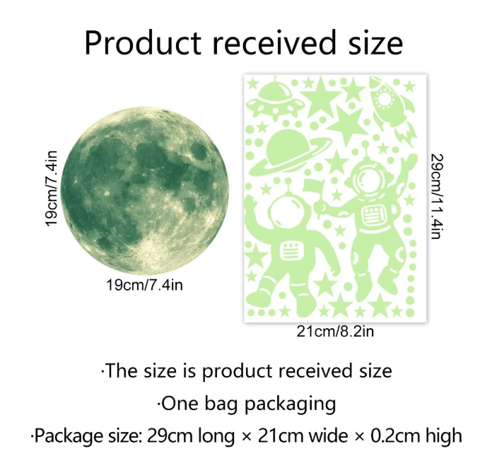 Glow in the Dark Maan en Sterren Muurstickers – Lichtgevende Wanddecoratie voor Kinderkamer en Slaapkamer