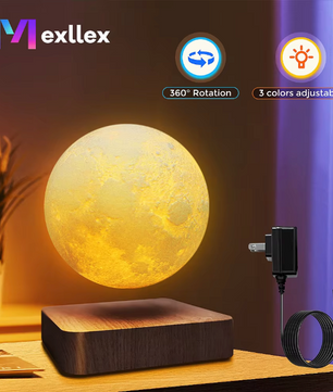 Magnetisch Zwevende Maanlamp – 3D LED Tafellamp met 360° Rotatie en Houten Basis