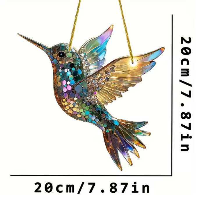 Kolibrie Zonvanger Acryl Regenboog Raamhanger – Decoratieve Vogel Suncatcher voor Huis en Tuin