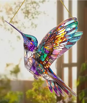 Kolibrie Zonvanger Acryl Regenboog Raamhanger – Decoratieve Vogel Suncatcher voor Huis en Tuin