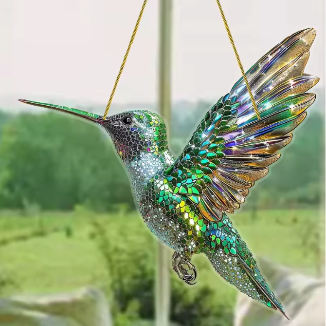 Kolibrie Zonvanger Acryl Regenboog Raamhanger – Decoratieve Vogel Suncatcher voor Huis en Tuin