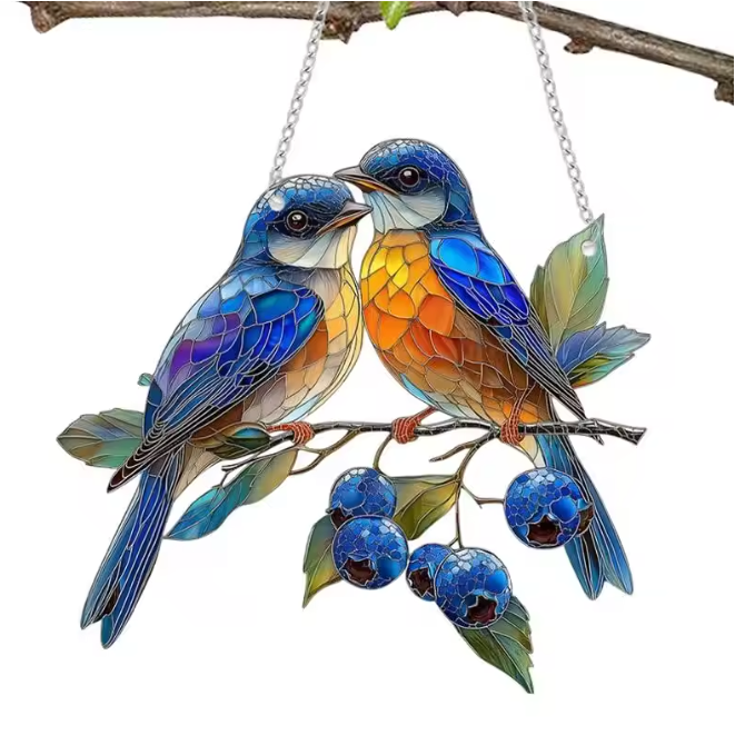 Acryl Vogel Raamhanger – Decoratieve Bungelende Vogel Zonvanger voor Raam en Interieur