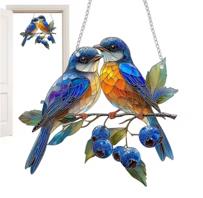 Acryl Vogel Raamhanger – Decoratieve Bungelende Vogel Zonvanger voor Raam en Interieur