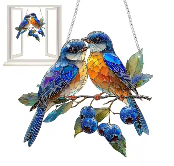 Acryl Vogel Raamhanger – Decoratieve Bungelende Vogel Zonvanger voor Raam en Interieur