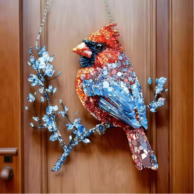 Acryl Vogel Raamhanger – Decoratieve Bungelende Vogel Zonvanger voor Raam en Interieur