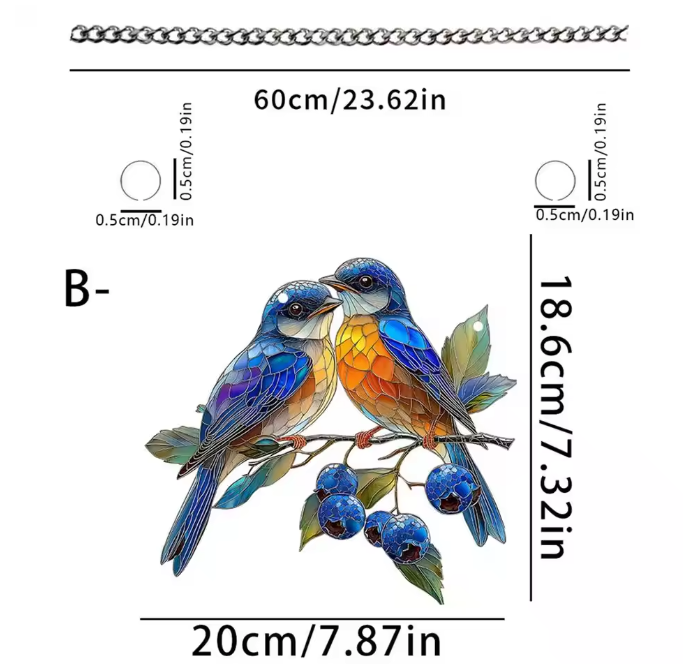 Acryl Vogel Raamhanger – Decoratieve Bungelende Vogel Zonvanger voor Raam en Interieur