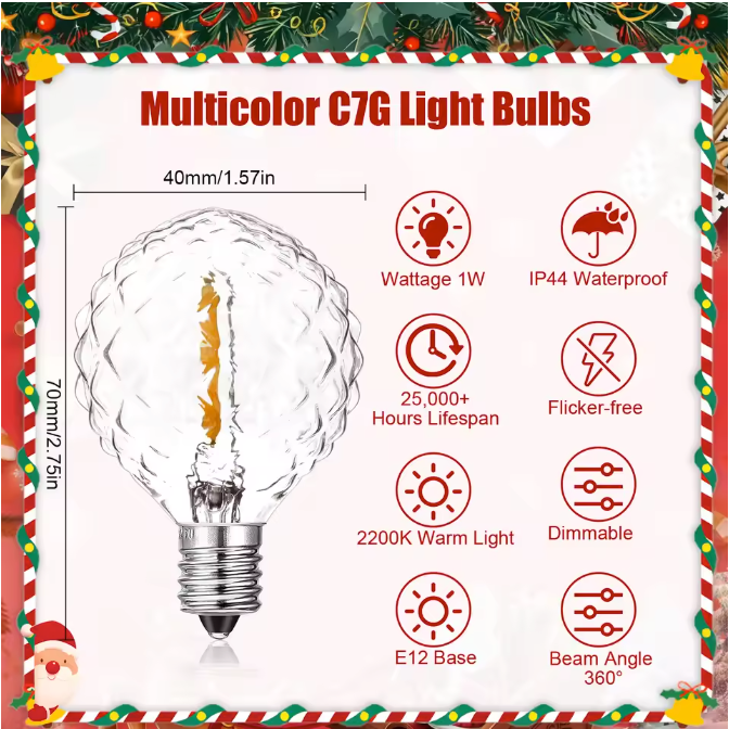 Retro G40 LED Lichtslinger – Waterdichte Buitenverlichting met E12 Fittingen voor Tuin en Feest