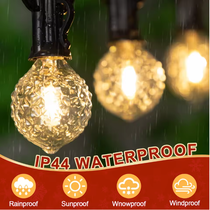Retro G40 LED Lichtslinger – Waterdichte Buitenverlichting met E12 Fittingen voor Tuin en Feest