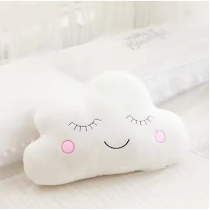 Pluche Wolk Maan Ster Kussen – Zacht Decoratief Kinderkussen met Regen Druppel Ontwerp