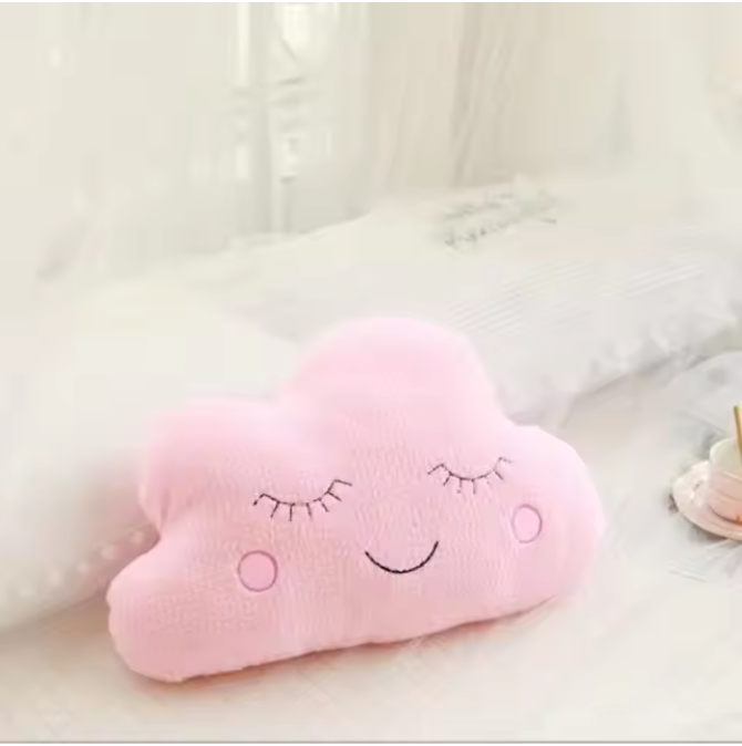 Pluche Wolk Maan Ster Kussen – Zacht Decoratief Kinderkussen met Regen Druppel Ontwerp
