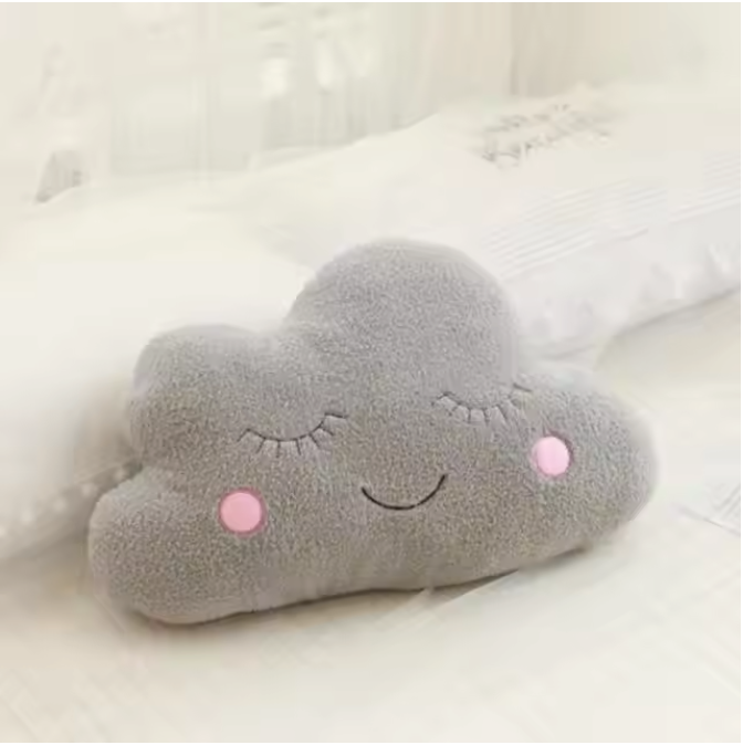Pluche Wolk Maan Ster Kussen – Zacht Decoratief Kinderkussen met Regen Druppel Ontwerp