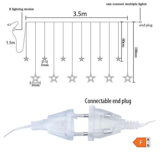LED Sterrengordijn Lichtslinger 3,5 m – 138 LED Raamverlichting voor Feest en Decoratie
