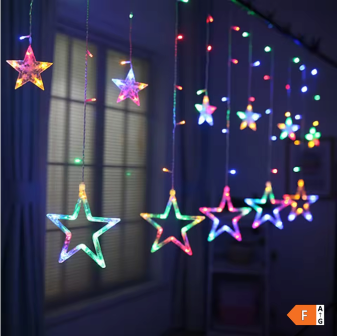 LED Sterrengordijn Lichtslinger 3,5 m – 138 LED Raamverlichting voor Feest en Decoratie