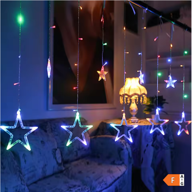 LED Sterrengordijn Lichtslinger 3,5 m – 138 LED Raamverlichting voor Feest en Decoratie