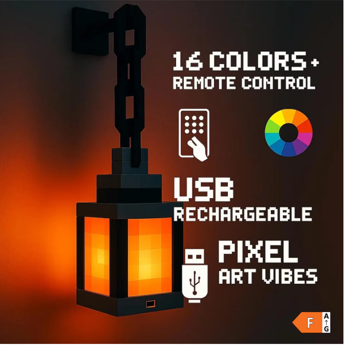 Pixelstijl LED Nachtlamp – Draagbare Kleurenlantaarn met 16 Kleuren voor Sfeer en Decoratie