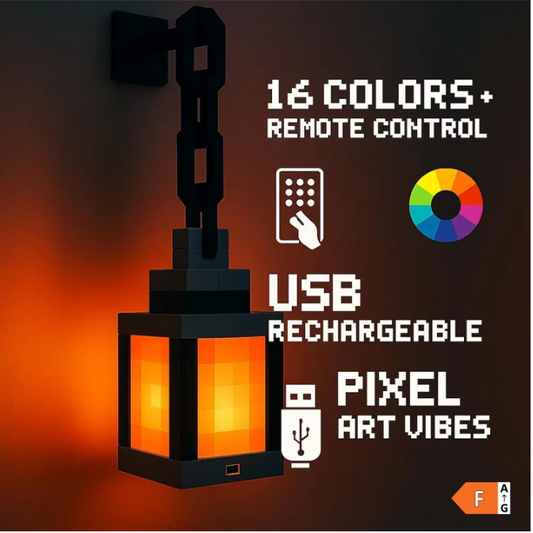 Pixelstijl LED Nachtlamp – Draagbare Kleurenlantaarn met 16 Kleuren voor Sfeer en Decoratie