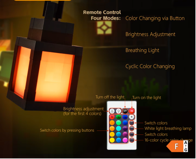 Pixelstijl LED Nachtlamp – Draagbare Kleurenlantaarn met 16 Kleuren voor Sfeer en Decoratie