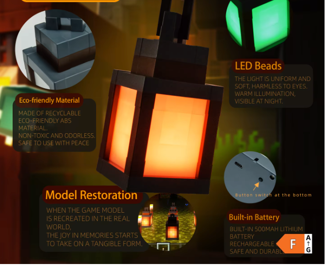 Pixelstijl LED Nachtlamp – Draagbare Kleurenlantaarn met 16 Kleuren voor Sfeer en Decoratie