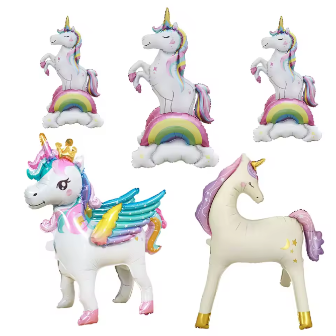 Staande Eenhoorn Folie Ballon – Decoratieve Feestballon voor Verjaardag en Babyshower