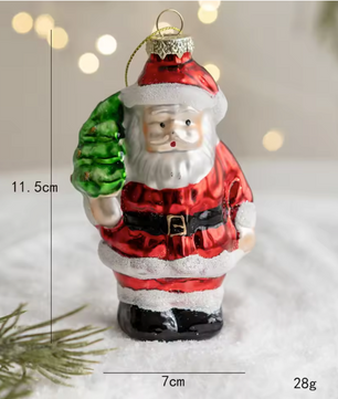 Mini Glazen Kersthanger – Decoratief Ornament met Sneeuwpop, Kerstman of Kerstboom
