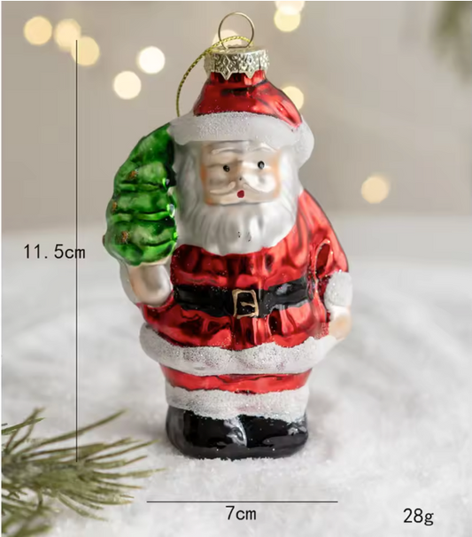 Mini Glazen Kersthanger – Decoratief Ornament met Sneeuwpop, Kerstman of Kerstboom