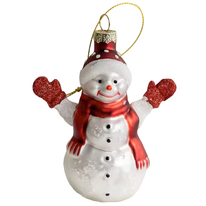Mini Glazen Kersthanger – Decoratief Ornament met Sneeuwpop, Kerstman of Kerstboom
