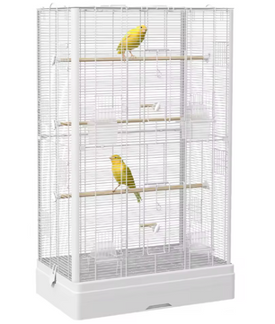Vogelkooi 61 × 36,5 × 98 cm – Ruime Kooi met Zitstokken, Voerbakjes en Lade