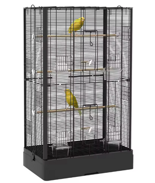 Vogelkooi 61 × 36,5 × 98 cm – Ruime Kooi met Zitstokken, Voerbakjes en Lade