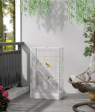 Vogelkooi 61 × 36,5 × 98 cm – Ruime Kooi met Zitstokken, Voerbakjes en Lade