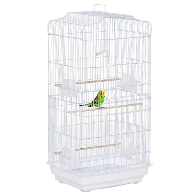 Vogelkooi met Zitstokken, Schommel en Voerbakken – Ruime Kooi voor Kleine Vogels met Uitneembare Lade