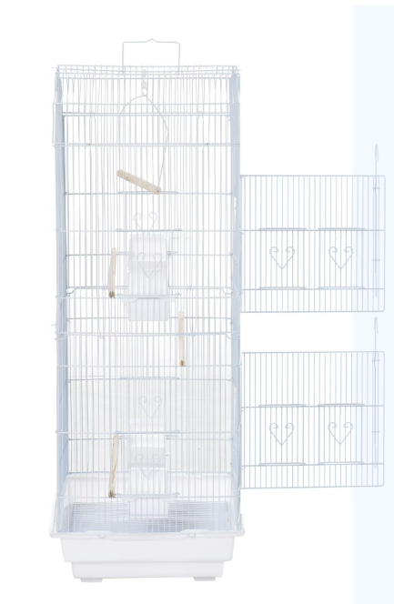Vogelkooi met Zitstokken, Schommel en Voerbakken – Ruime Kooi voor Kleine Vogels met Uitneembare Lade