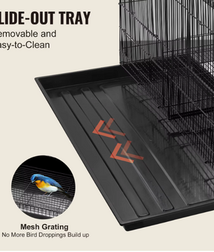 Stapelbare Vogelkooi met Verdeelwand en Zitstokken – Ruime Reis- en Binnenkooi voor Vogels met Handvat