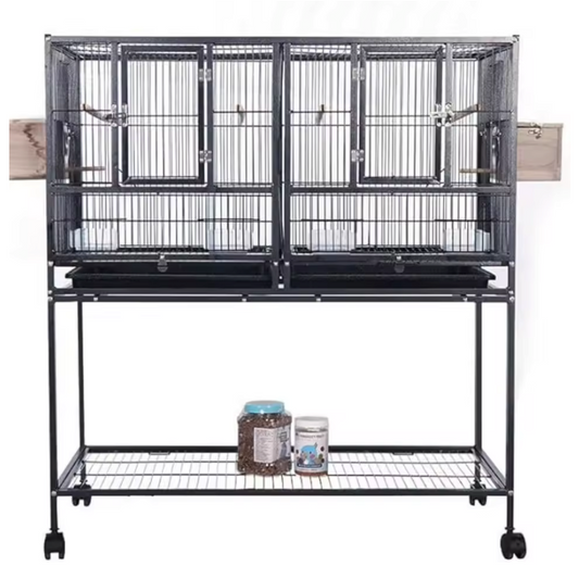 Staande Vogelkooi met Zitstokken – Grote Papegaaienkooi voor Parkieten, Valkparkieten en Siervogels