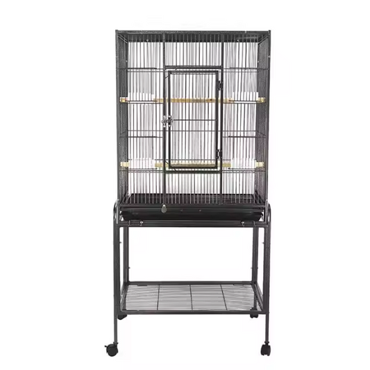 Rollende Vogelkooi met Zitstokken en Lade – Grote Staande Kooi met Wielen voor Papegaaien en Parkieten