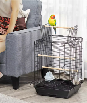 Vogelkooi met Openklapbaar Dak – Kooi met Zitstokken, Voerbakken en Lade voor Parkieten en Kanaries