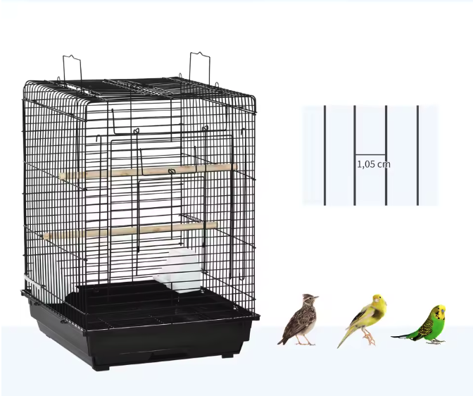 Vogelkooi met Openklapbaar Dak – Kooi met Zitstokken, Voerbakken en Lade voor Parkieten en Kanaries