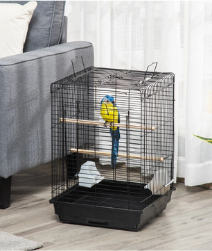 Vogelkooi met Openklapbaar Dak – Kooi met Zitstokken, Voerbakken en Lade voor Parkieten en Kanaries