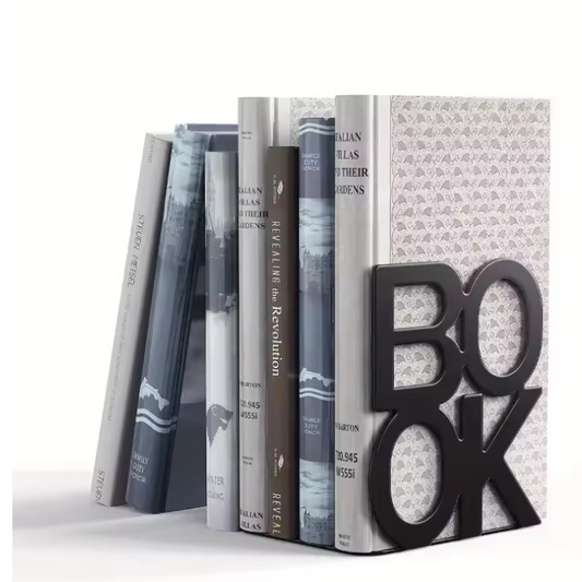 Metalen Boekensteun – L-Vormige Boekenhouder met Antislip Pads voor Planken, Bureau, Kantoor en Bibliotheek