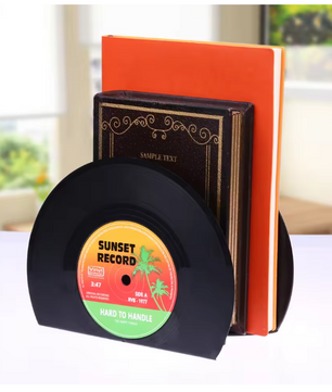 Retro Vinyl Platen Boekensteunen Set van 2 – Decoratieve LP Boeksteunen voor Planken en Bureau