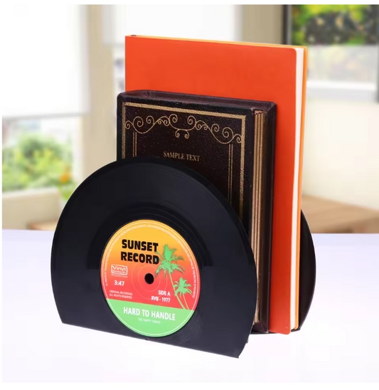 Retro Vinyl Platen Boekensteunen Set van 2 – Decoratieve LP Boeksteunen voor Planken en Bureau