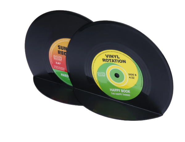 Retro Vinyl Platen Boekensteunen Set van 2 – Decoratieve LP Boeksteunen voor Planken en Bureau