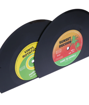 Retro Vinyl Platen Boekensteunen Set van 2 – Decoratieve LP Boeksteunen voor Planken en Bureau